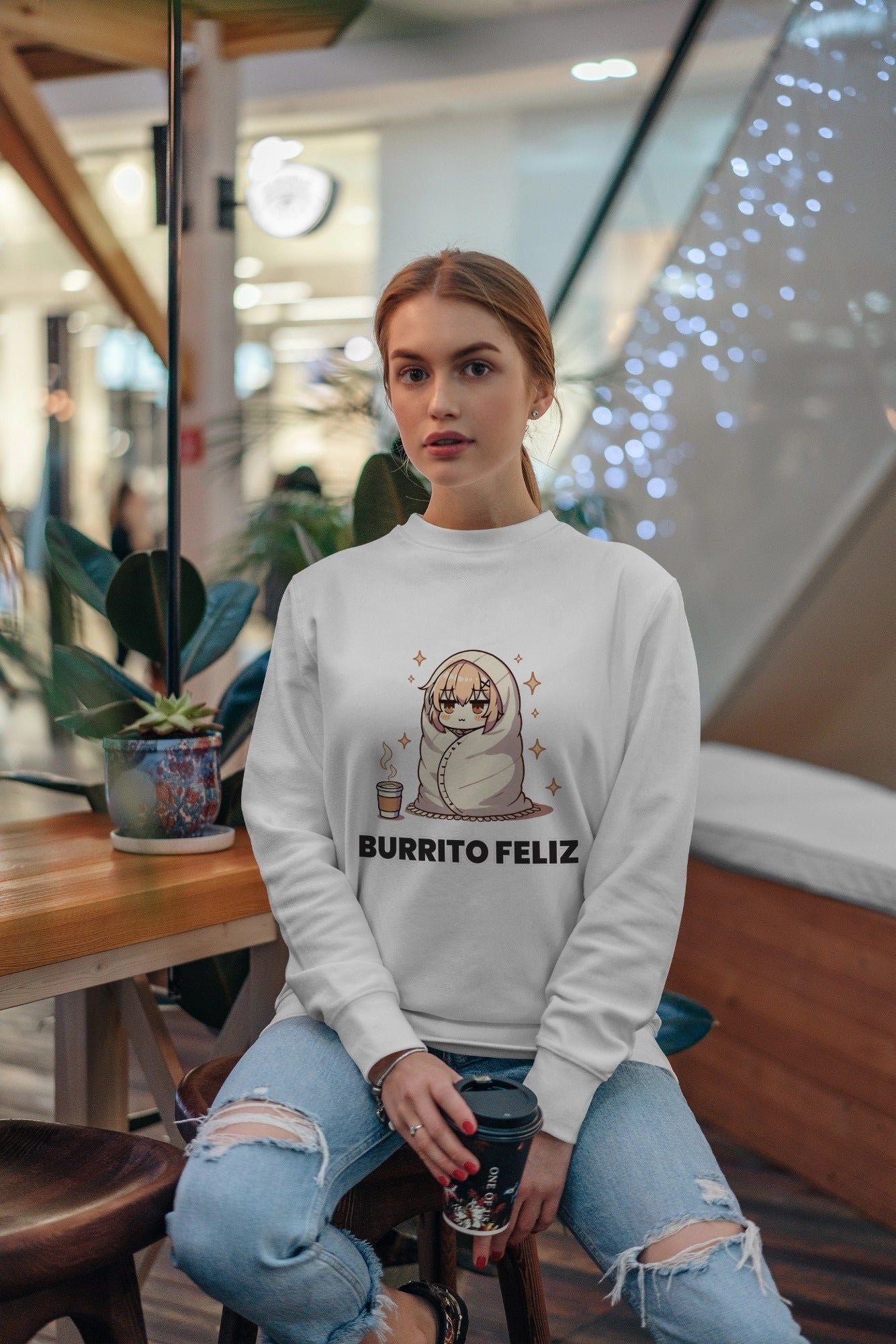 Sudadera sin capucha Burrito feliz