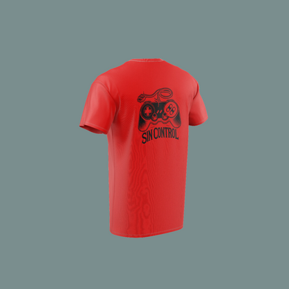 Camiseta Sin Control con diseño de mando clásico retro, ideal para gamers y amantes de los videojuegos.