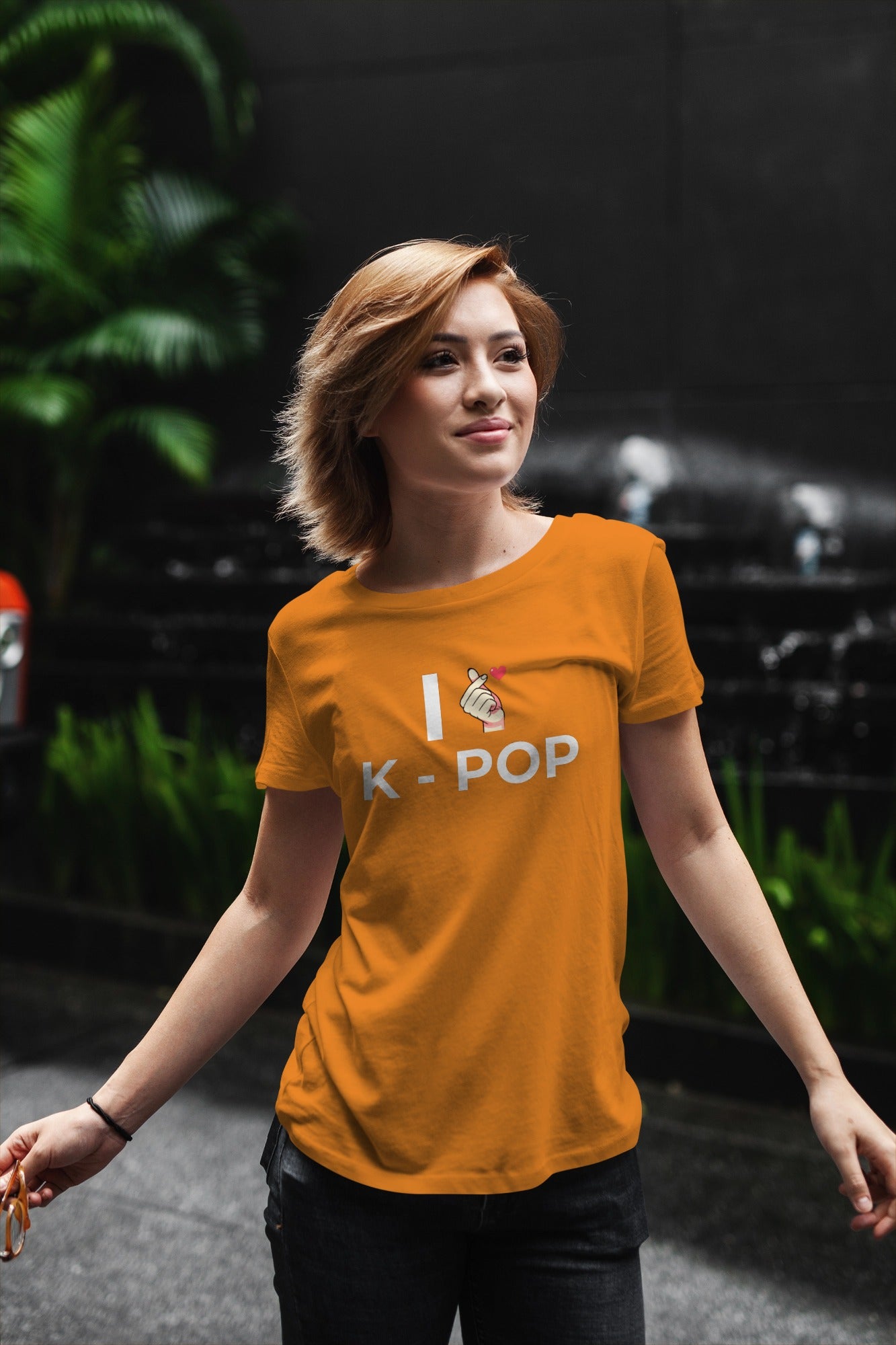 Camiseta naranja I love kpop