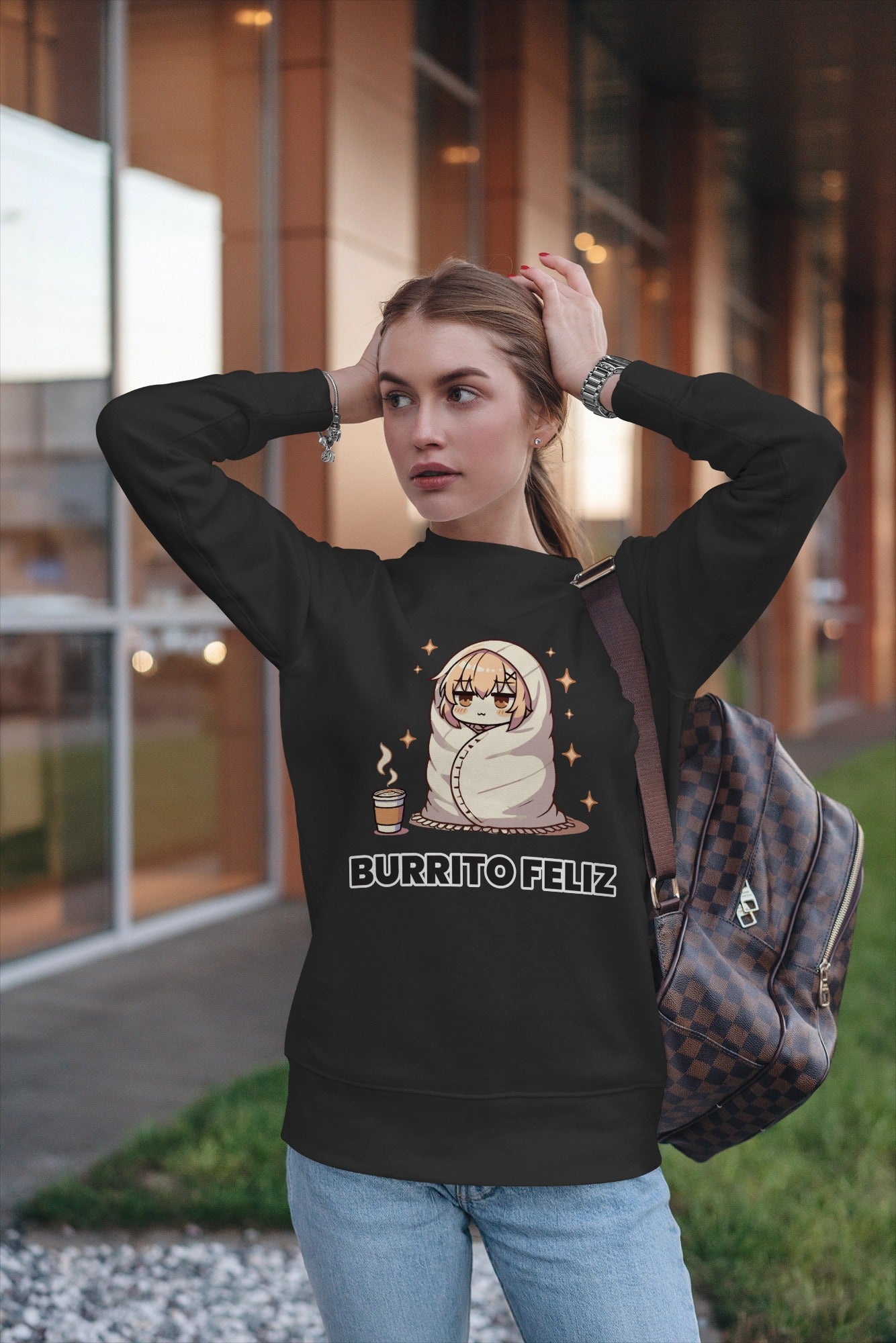 Sudadera sin capucha Burrito feliz